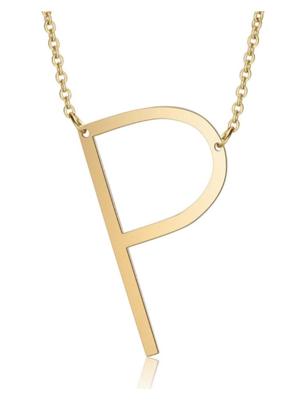 Large Letter "P" 18k Gold Plated Big Initial Name Statement Necklace